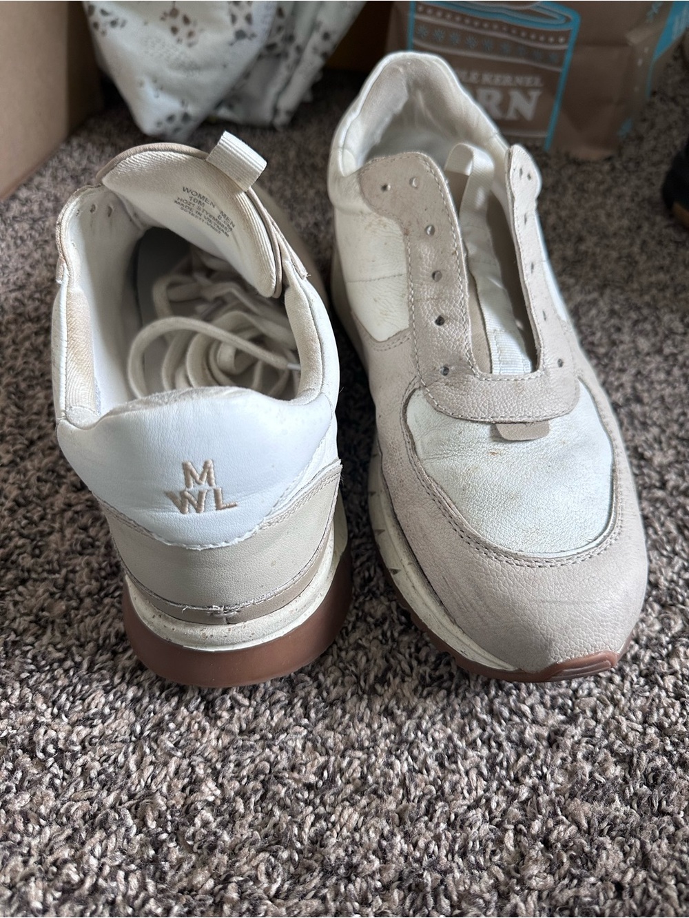 Madewell Beige & Cream Leather Sneakers